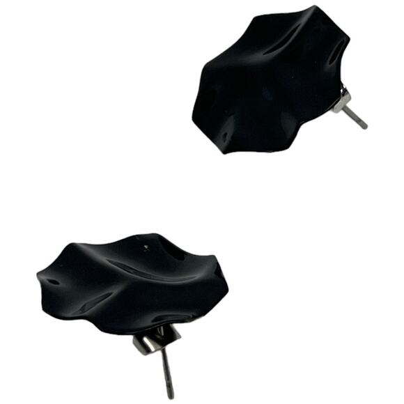 Vintage Black Circle Post Earrings - Picture 6 of 9